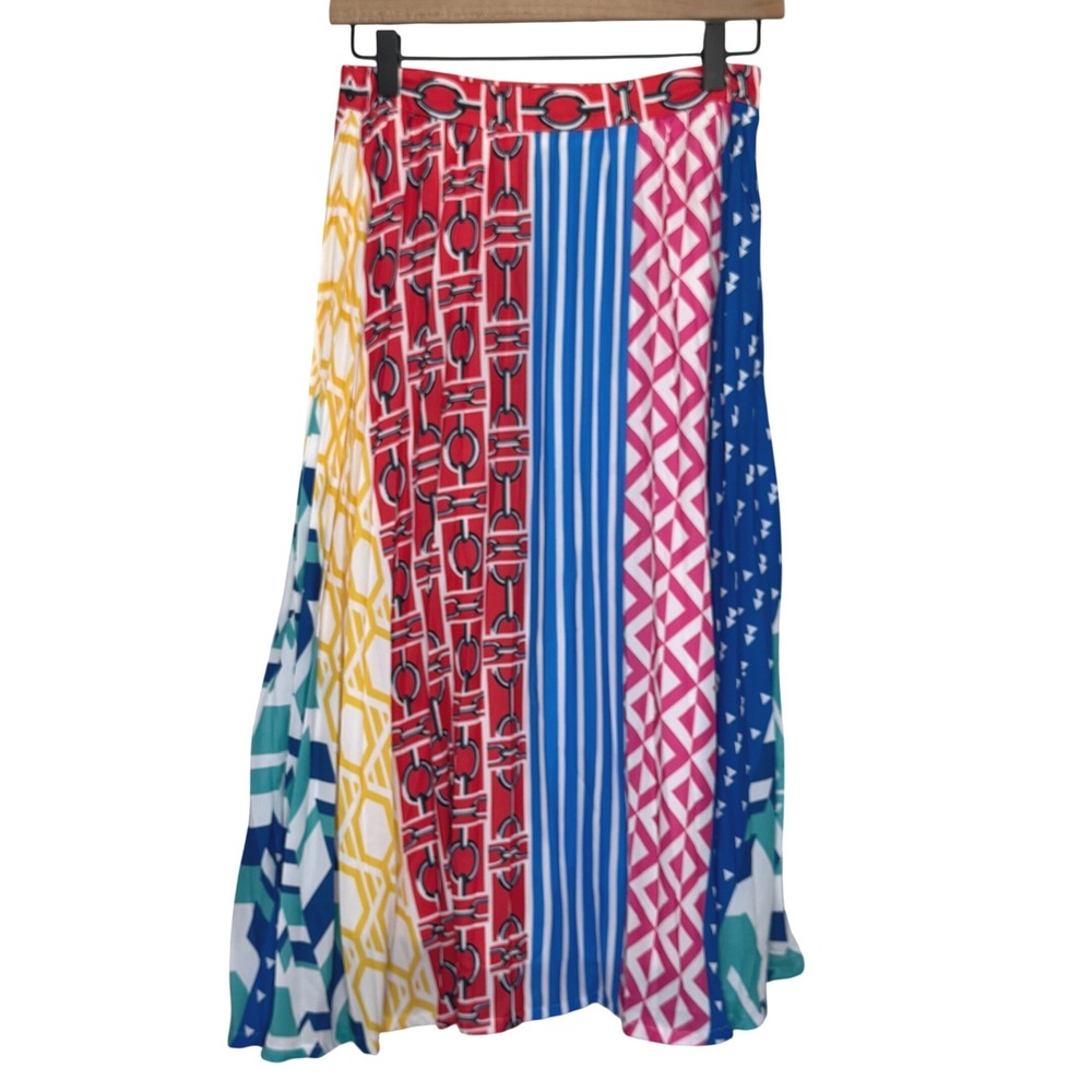 Flying Tomato Midi Skirt Eclectic Boho Mixed Print Geometric Stripe Multicolor S